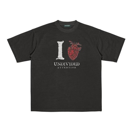 i Love UNDIVDED ATTENTION Graphic T-shirt  [UNAT-331-BK]
